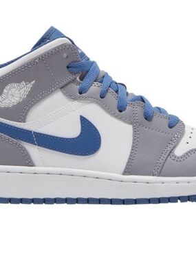 Nike Air Jordan 1  White Gray Blue big kids size 6Y